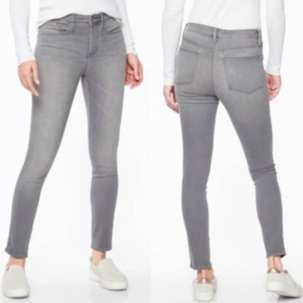 Athleta Sculptek Women's Gray Quartz Skinny Jeans 2 Stretch Shaping High Rise